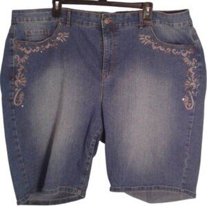 Gloria Vanderbilt Size 24W Shorts Womens Plus Denim Jeans Jessa Embroidered
